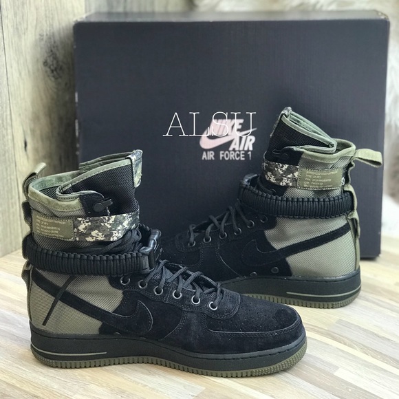 Nike SF AF 1 Suede Black Medium Olive Men’s AUTHEN - Picture 2 of 8